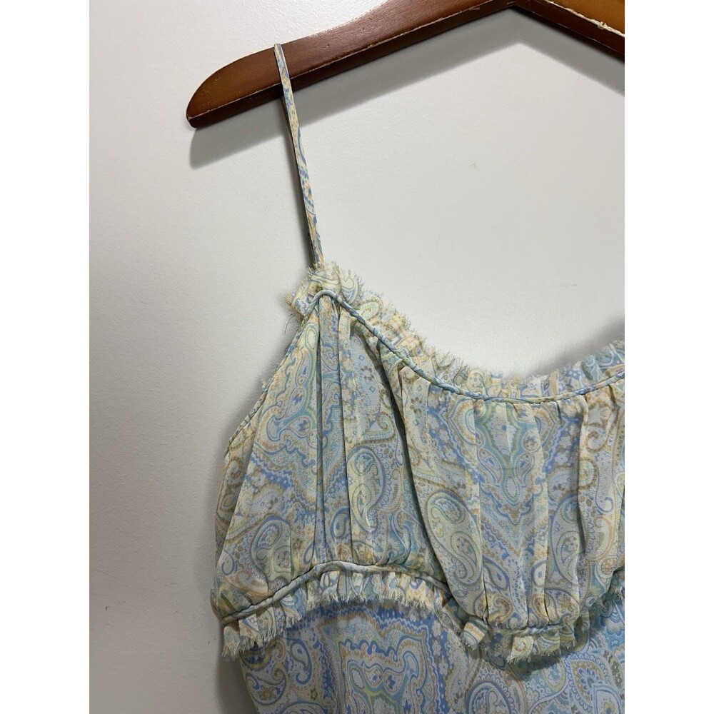 Vintage Express Paisley Milkmaid 100% Silk Dress Size 11/12 Y2K Fairy - Picture 3 of 10
